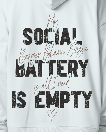 Detailbild – Social Battery Is Empty - Weißer Schäferhund