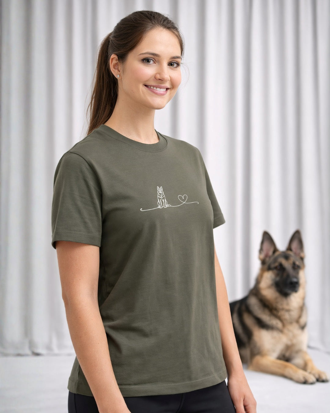 Line Art - Deutscher Schäferhund mit Herz - Model - Beispiel