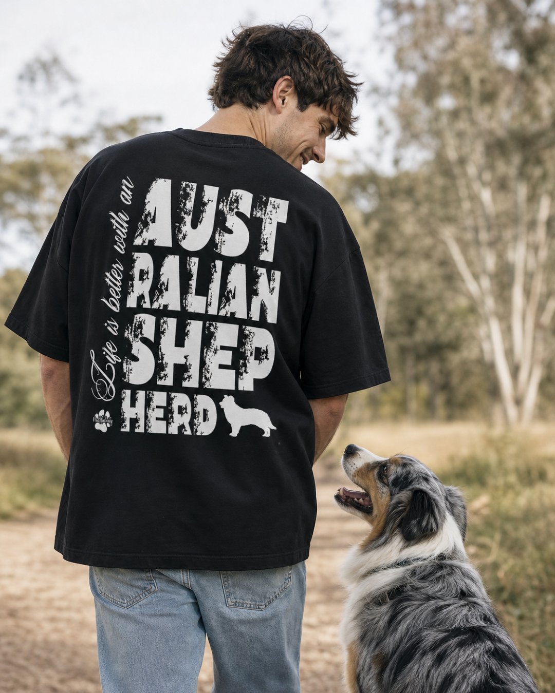 Australian Shepherd - Life is better - Model Mann Beispiel