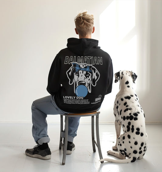 Bubble Gum Dalmatian (blau) - Organic Oversize Hoodie - Model - Beispiel