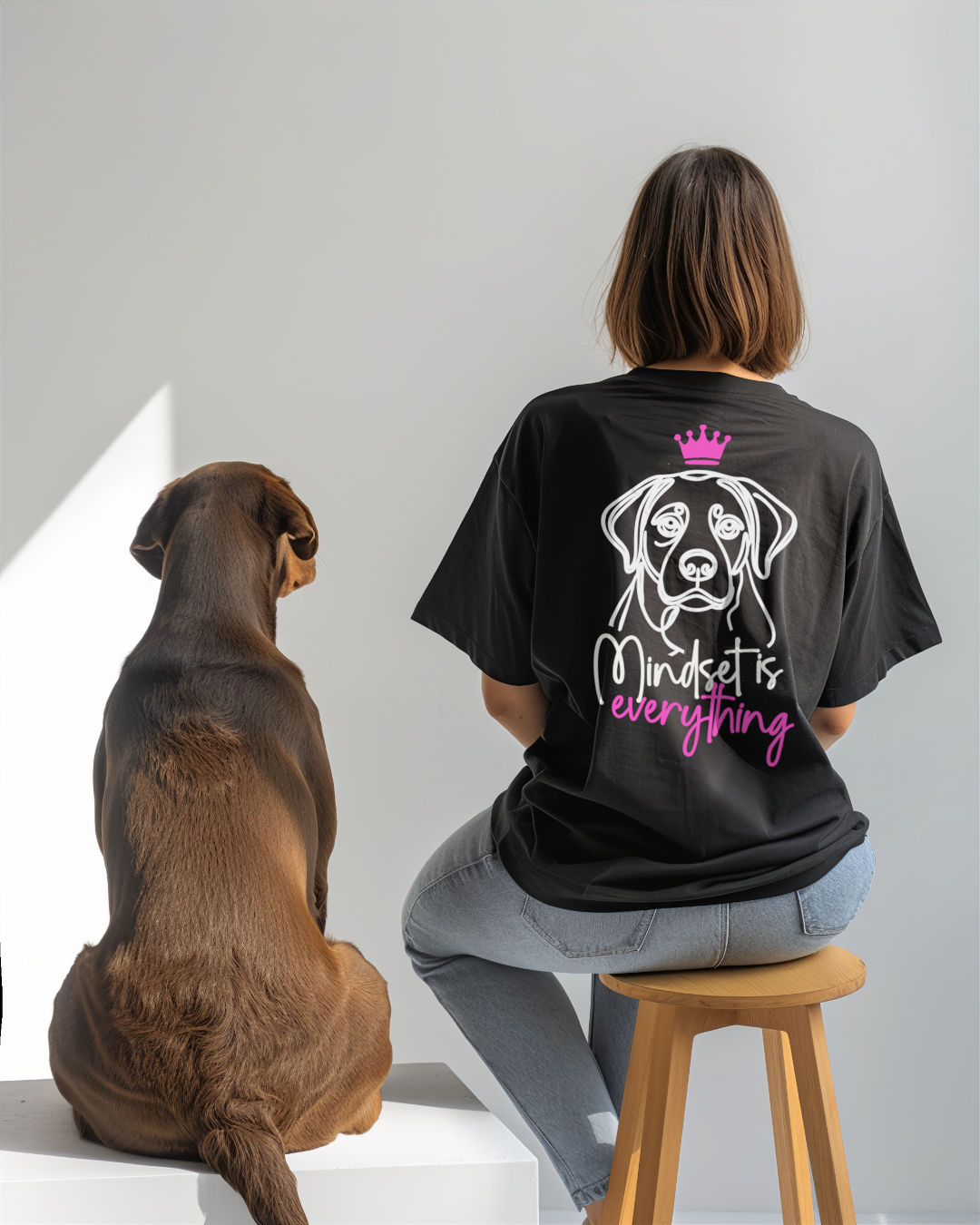 Mindset is everything - Organic Oversize Shirt - Labrador - Model - Beispiel