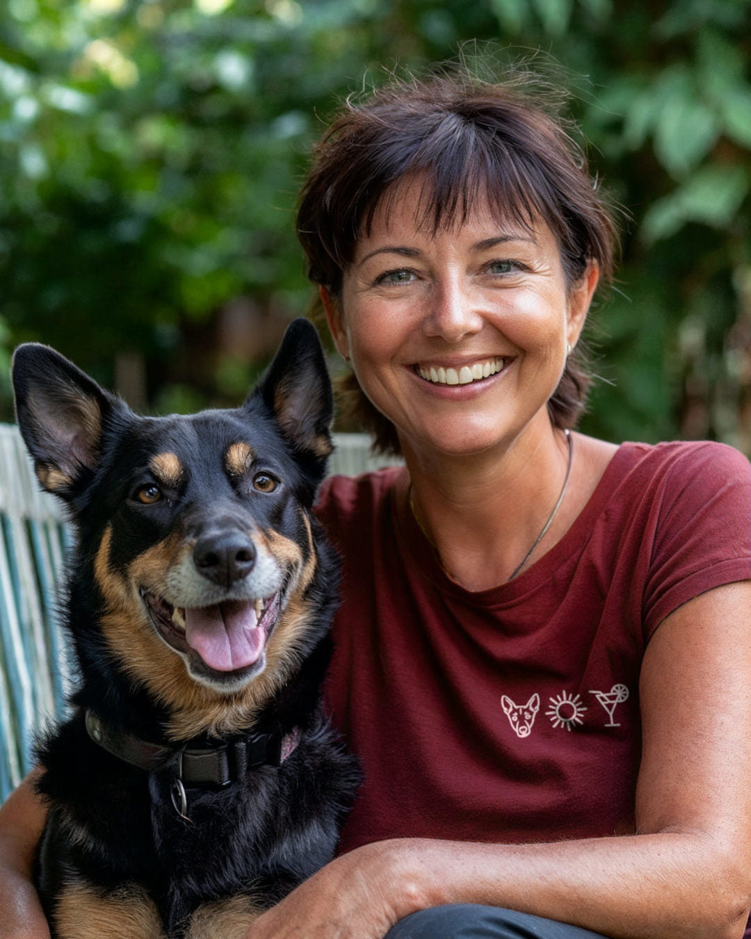 Damenshirt Australian Kelpie Sonne Cocktail