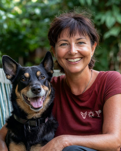 Damenshirt Australian Kelpie Sonne Cocktail