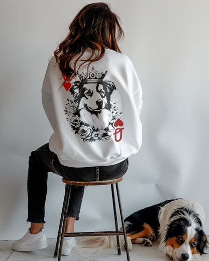 Herzkönigin Organic Oversize Hoodie  - Australian Shepherd - Model - Beispiel