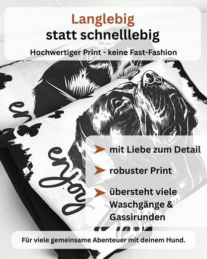 Langlebig statt schnelllebig. Hochwertiger Print - keine Fast-Fashion. Mit Liebe zum Detail, robuster Print, übersteht viele Waschvorgänge & Gassirunden. Für viele gemeinsame Abenteuer mit dienem Hund.