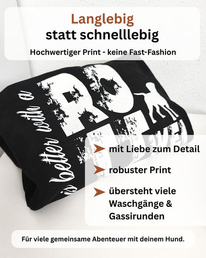 Langlebig statt schnelllebig. Hochwertiger Print - keine Fast-Fashion. Mit Liebe zum Detail, robuster Print, übersteht viele Waschvorgänge & Gassirunden. Für viele gemeinsame Abenteuer mit dienem Hund.