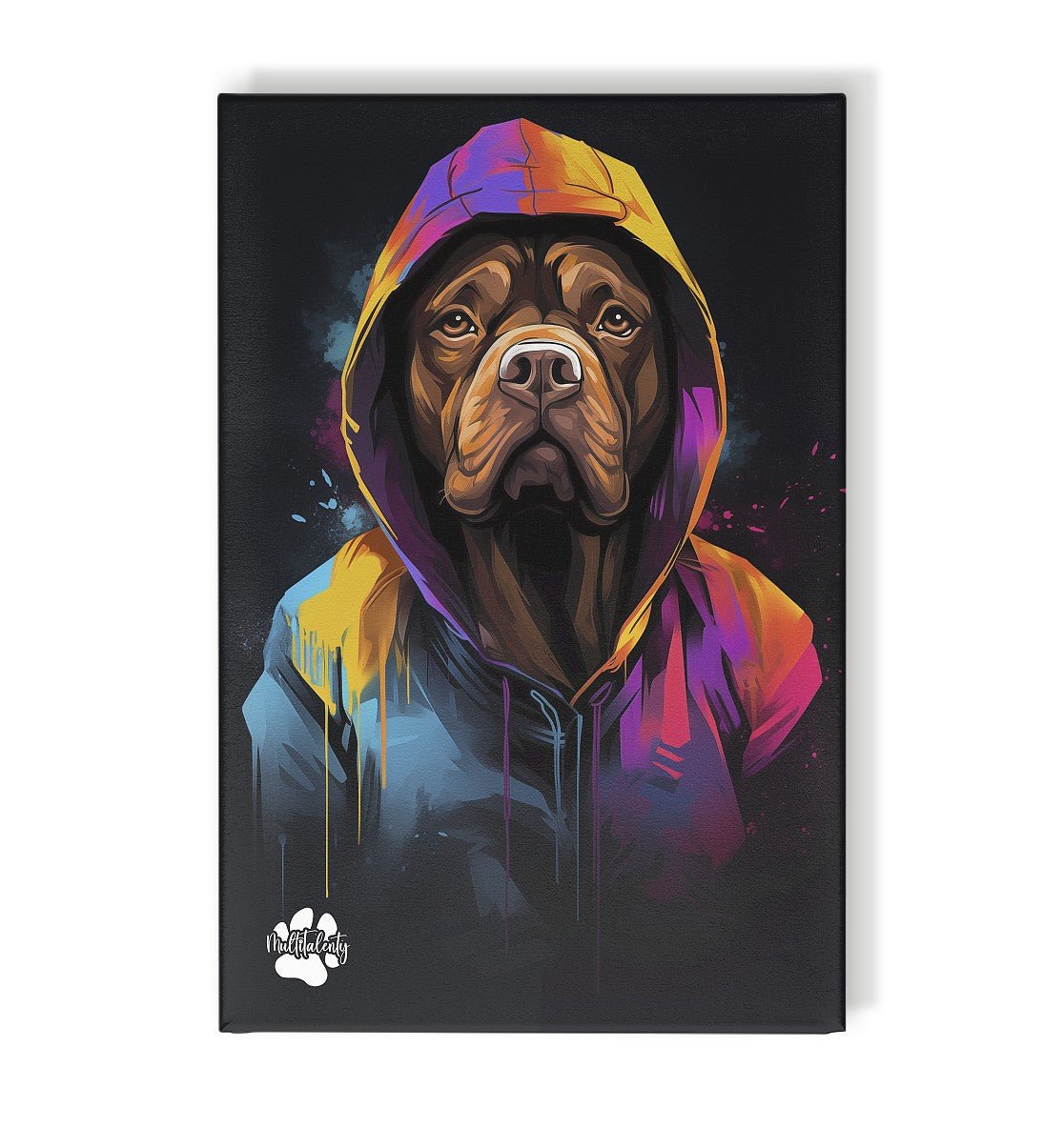 Bordeauxdogge mit Kapuze - Leinwand 30x45cm - Multitalenty