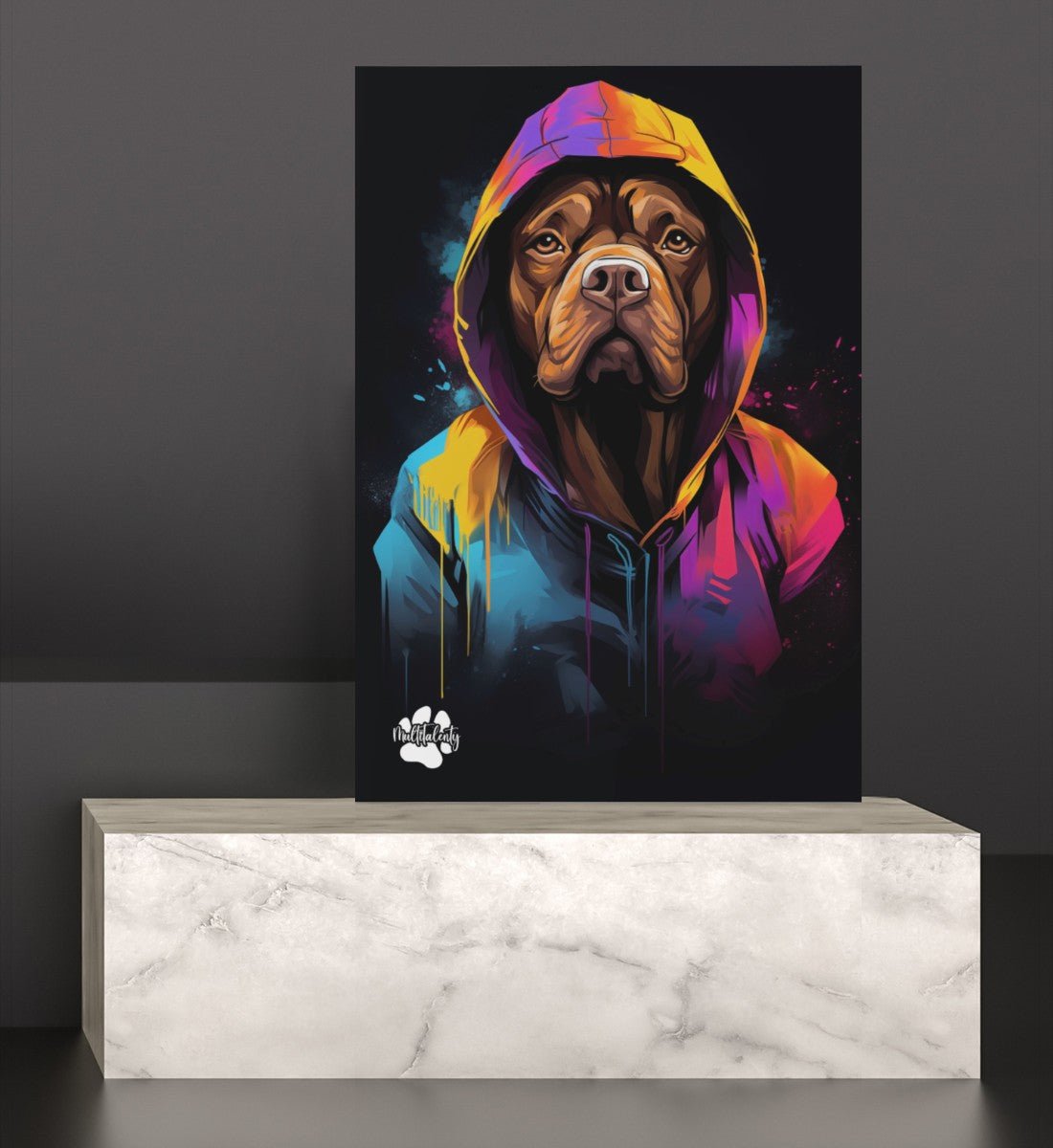 Bordeauxdogge mit Kapuze - Leinwand 30x45cm - Multitalenty