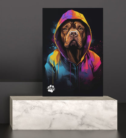 Bordeauxdogge mit Kapuze - Leinwand 30x45cm - Multitalenty
