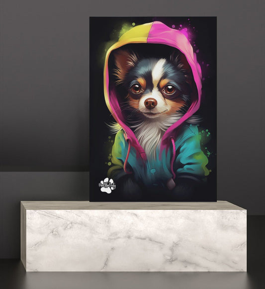 Chihuahua mit Kapuze - Leinwand 30x45cm - Multitalenty