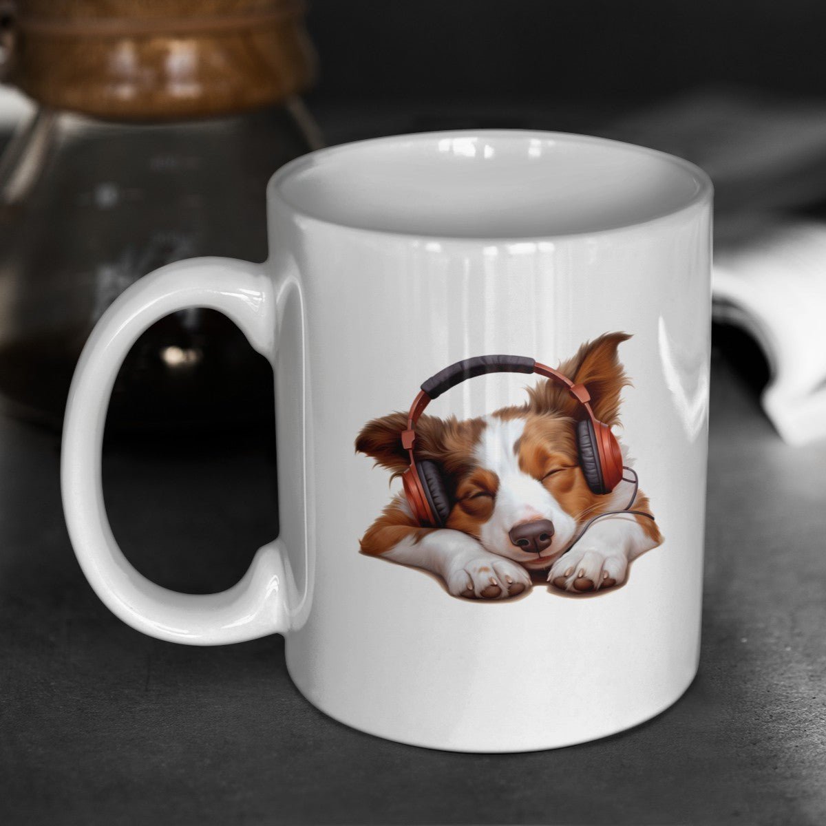 Kopfhörer Border Collie choc/red - Tasse glossy - Multitalenty