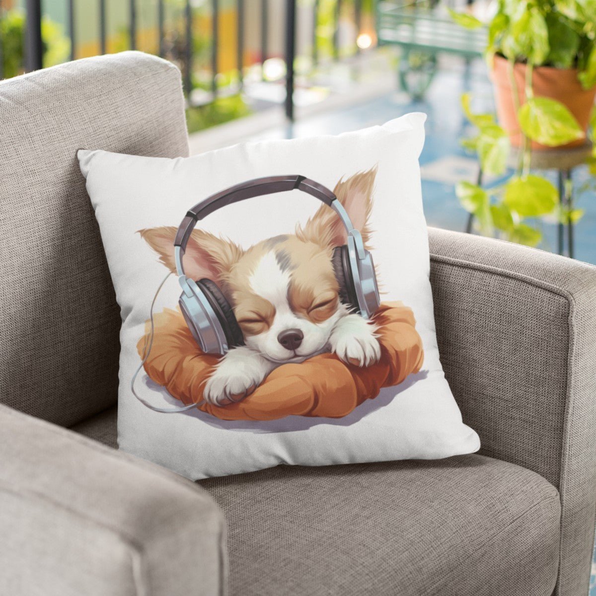 Kopfhörer Chihuahua - Kissen 40x40cm - Multitalenty