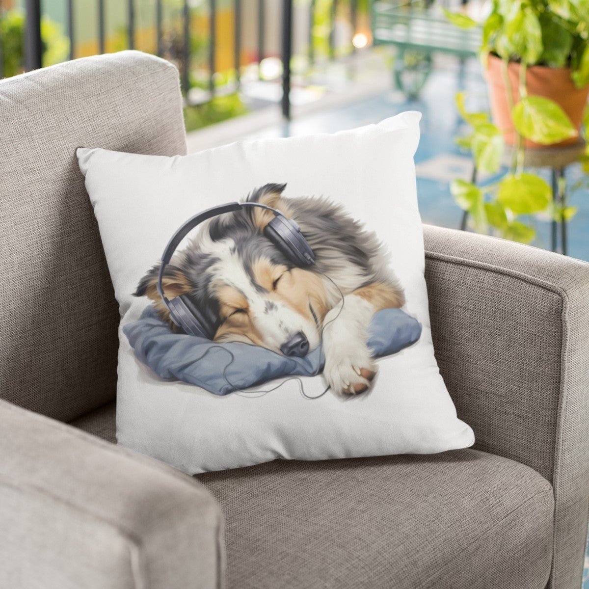 Kopfhörer Collie - Kissen 40x40cm - Multitalenty