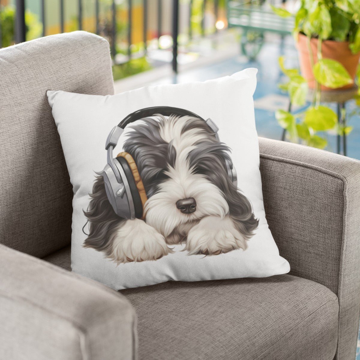 Kopfhörer Tibet Terrier - Kissen 40x40cm - Multitalenty